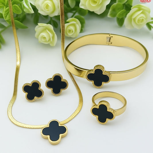 Clover Complete Set Snake chain, bangle, earrings, ring