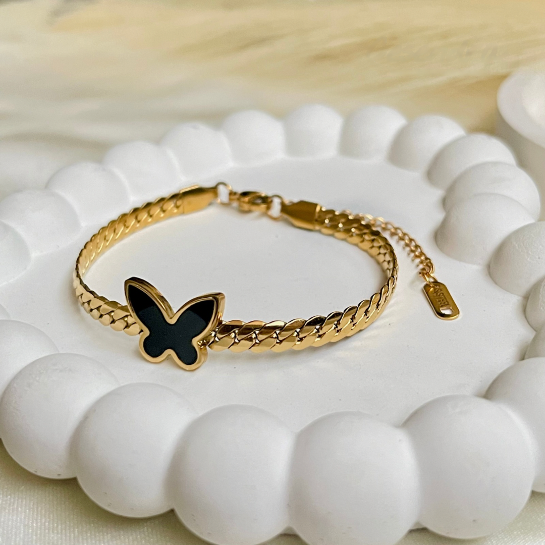 Flutter Chain butterfly Bracelet- Black